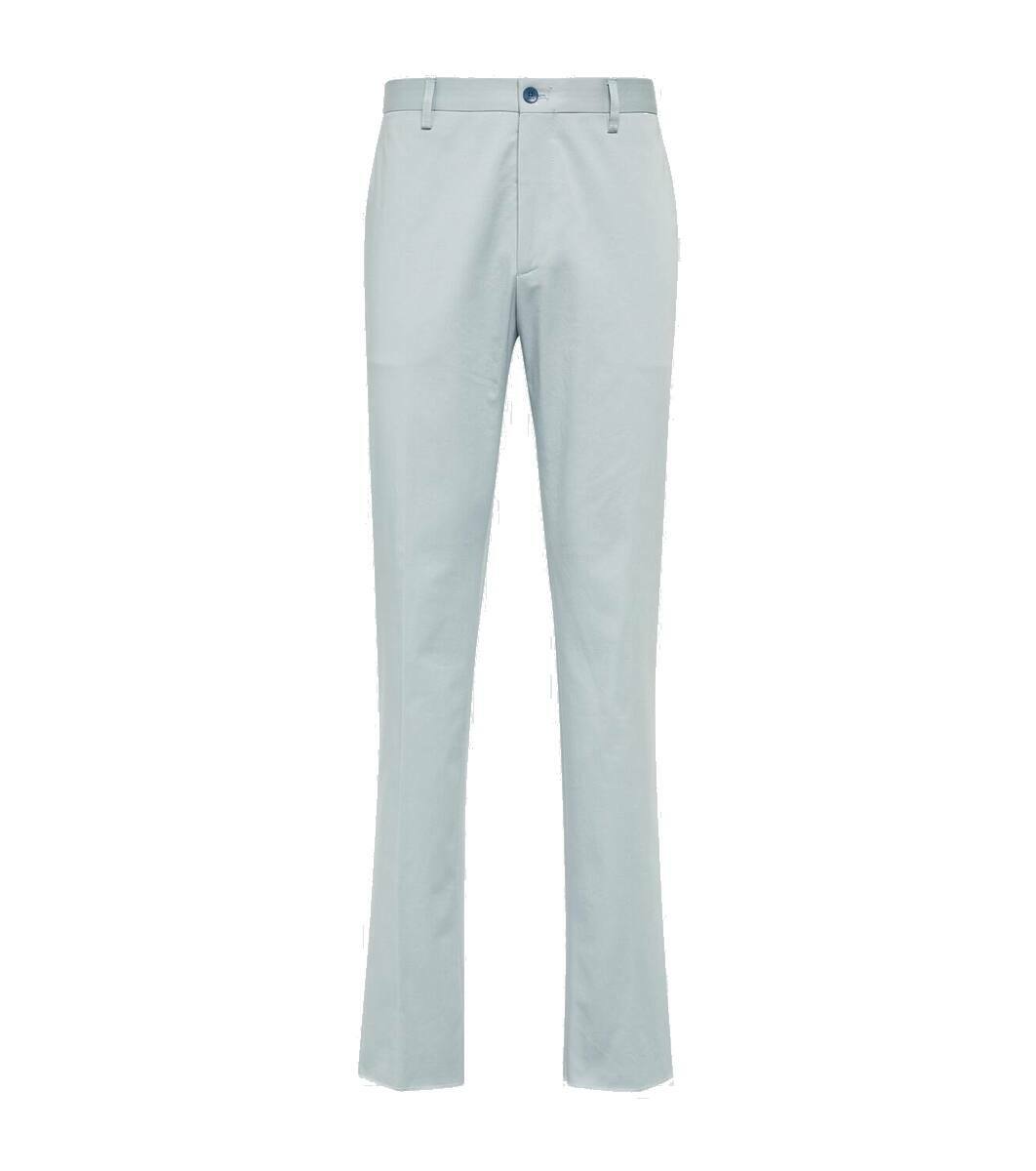 パンツ Etro Blue Cotton Straight Trousers With Buttons Etro Blue Cotton Straight Trousers With Buttons Blue