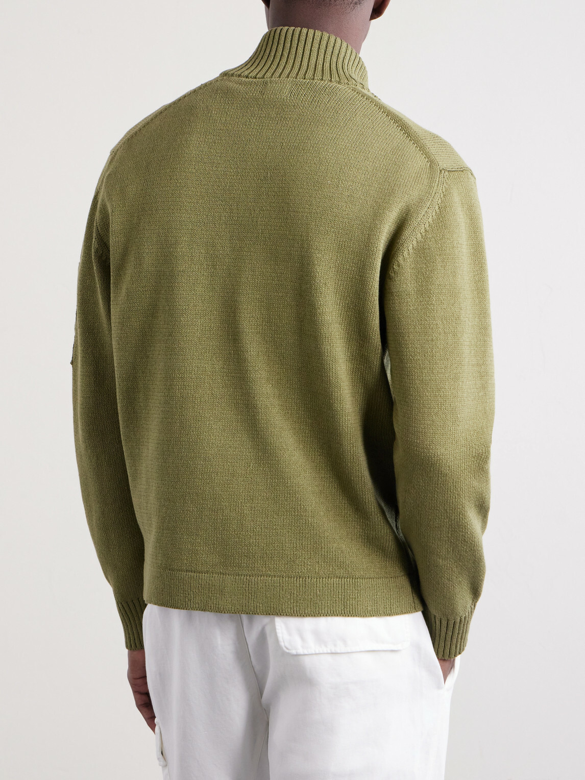 C.P. Company - Logo-Appliquéd Knitted Cotton Zip-Up Cardigan - Green