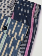 Monitaly - Wide-Leg Panelled Cotton-Jacquard Shorts - Blue