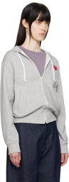 COMME des GARÇONS PLAY Gray Small Heart Zip-Up Hoodie
