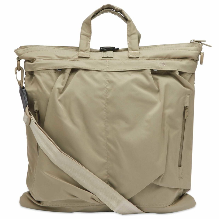 Photo: F/CE. Men's Recycled Twill 3-Way Helmet Bag in Sage Green 