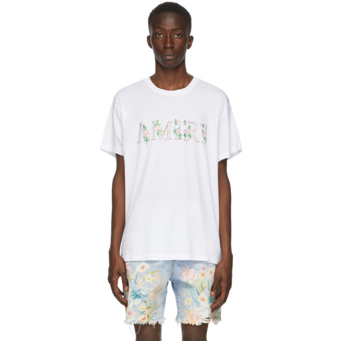 Photo: Amiri White Floral Logo T-Shirt