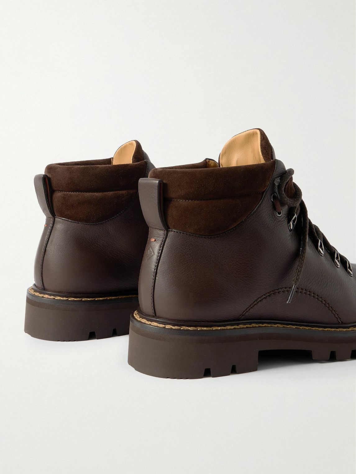 Loro Piana - Beinn Walk Shearling-Lined Leather and Padded Suede Boots - Brown
