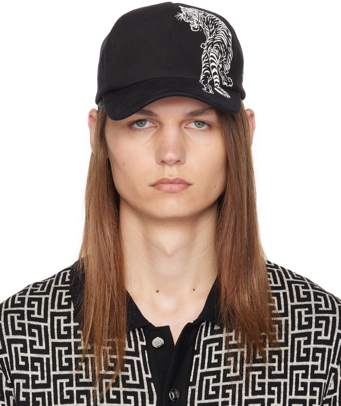 Photo: Balmain Black Printed Tiger Cap