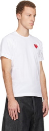 COMME des GARÇONS PLAY White Rhinestone Emblem Red Heart T-shirt