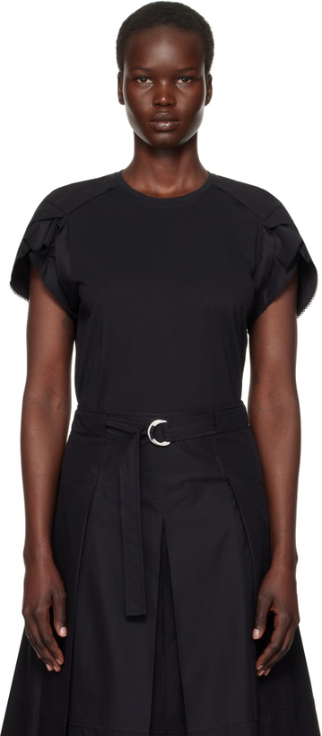 Photo: 3.1 Phillip Lim Black Cascade Drape Combo T-shirt