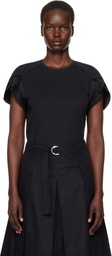 3.1 Phillip Lim Black Cascade Drape Combo T-shirt