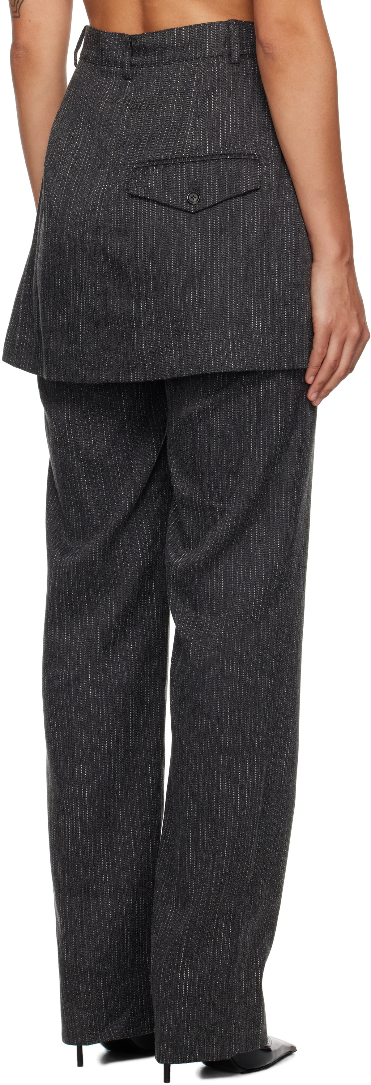 Pushbutton Gray Shorts Layered Trousers