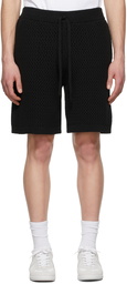 Helmut Lang Black Pointelle Knit Shorts