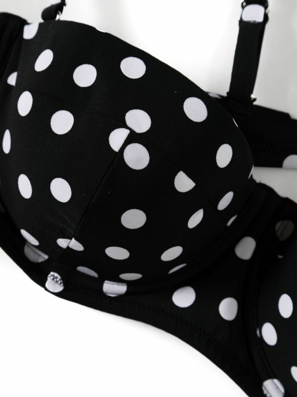 Dolce & Gabbana Black White Polka Dot Bandeau Beachwear Swimwear