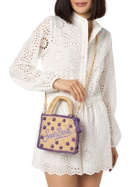 MC2 Saint Barth Beige Natural Mini Vanity Raffia Bag With Polka Dot Appliqués
