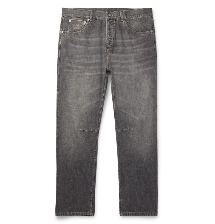 Photo: Brunello Cucinelli - Slim-Fit Selvedge Denim Jeans - Gray