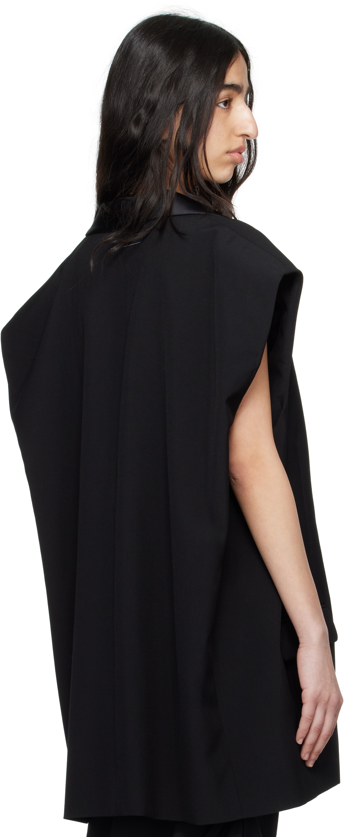 MM6 Maison Margiela Black Satin Lapel Vest