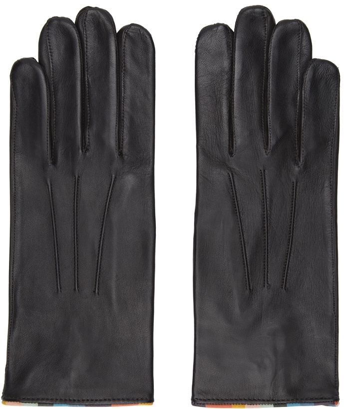 Photo: Paul Smith Brown Lambskin Striped Piping Gloves