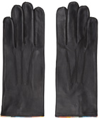 Paul Smith Brown Lambskin Striped Piping Gloves