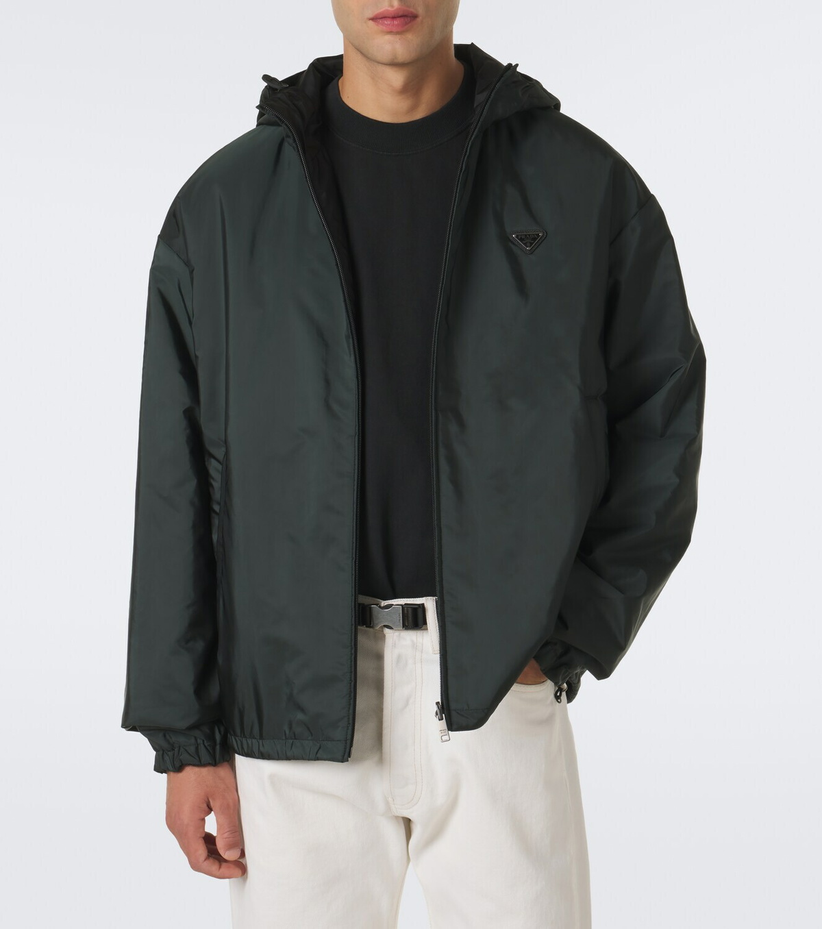 Prada Re-Nylon logo hooded jacket