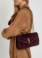 Saint Laurent Loulou Small Quilted Suede Shoulder bag - Burgundy - One Size
