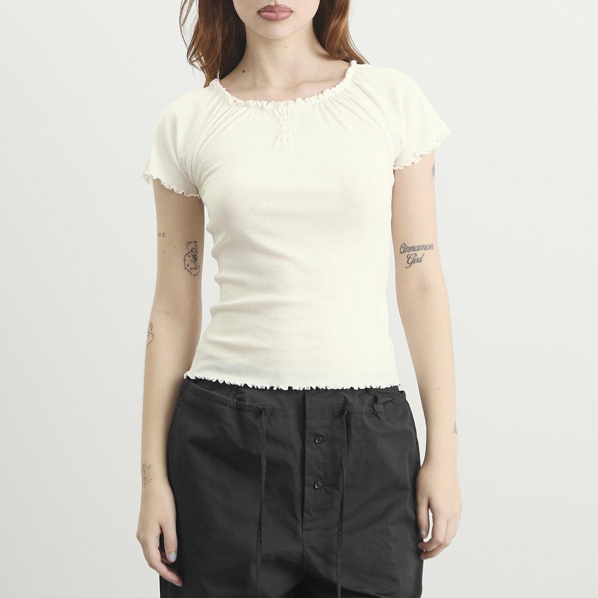 Deiji Studios Women's Flounce T-Shirt in Cream