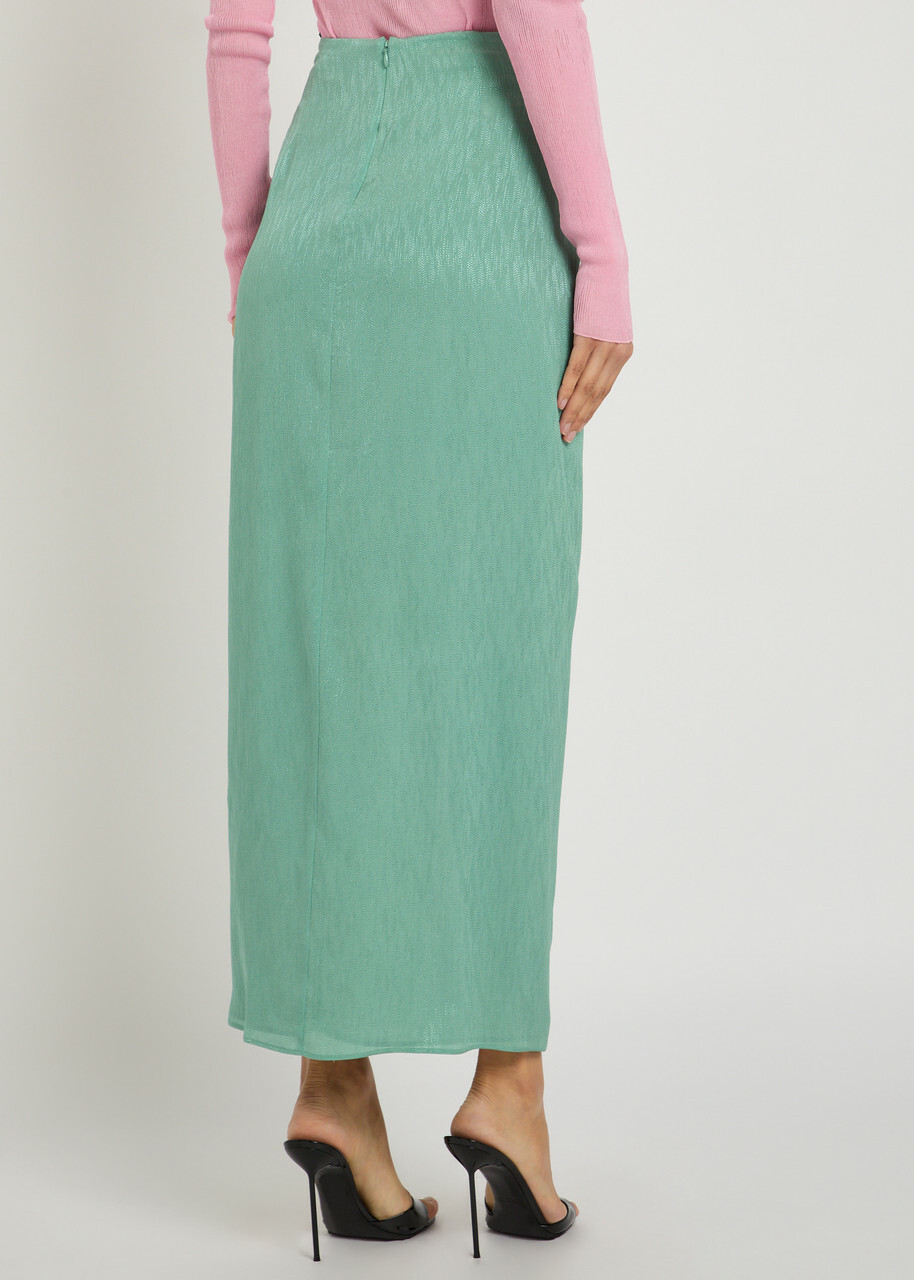 Blaze Milano Konik Twist Silk Maxi Skirt Teal