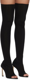 Victoria Beckham Black Peep Toe Stretch Jersey Boots