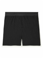 James Perse - Luxe Lotus Cotton-Jersey Boxer Shorts - Black