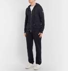 Moncler - Loopback Cotton-Jersey Zip-Up Hoodie - Midnight blue