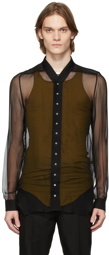 Rick Owens Black Silk Faun Snap Collar Shirt