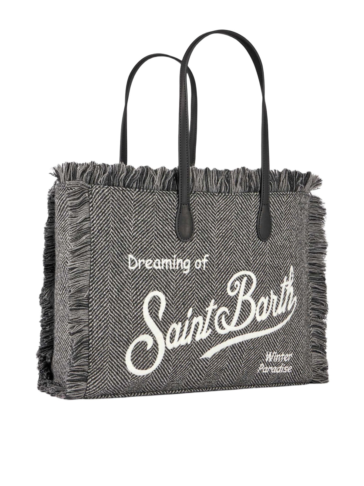 MC2 Saint Barth Donegal Vanity Fringed Shoulder Bag With Herringbone Pattern
