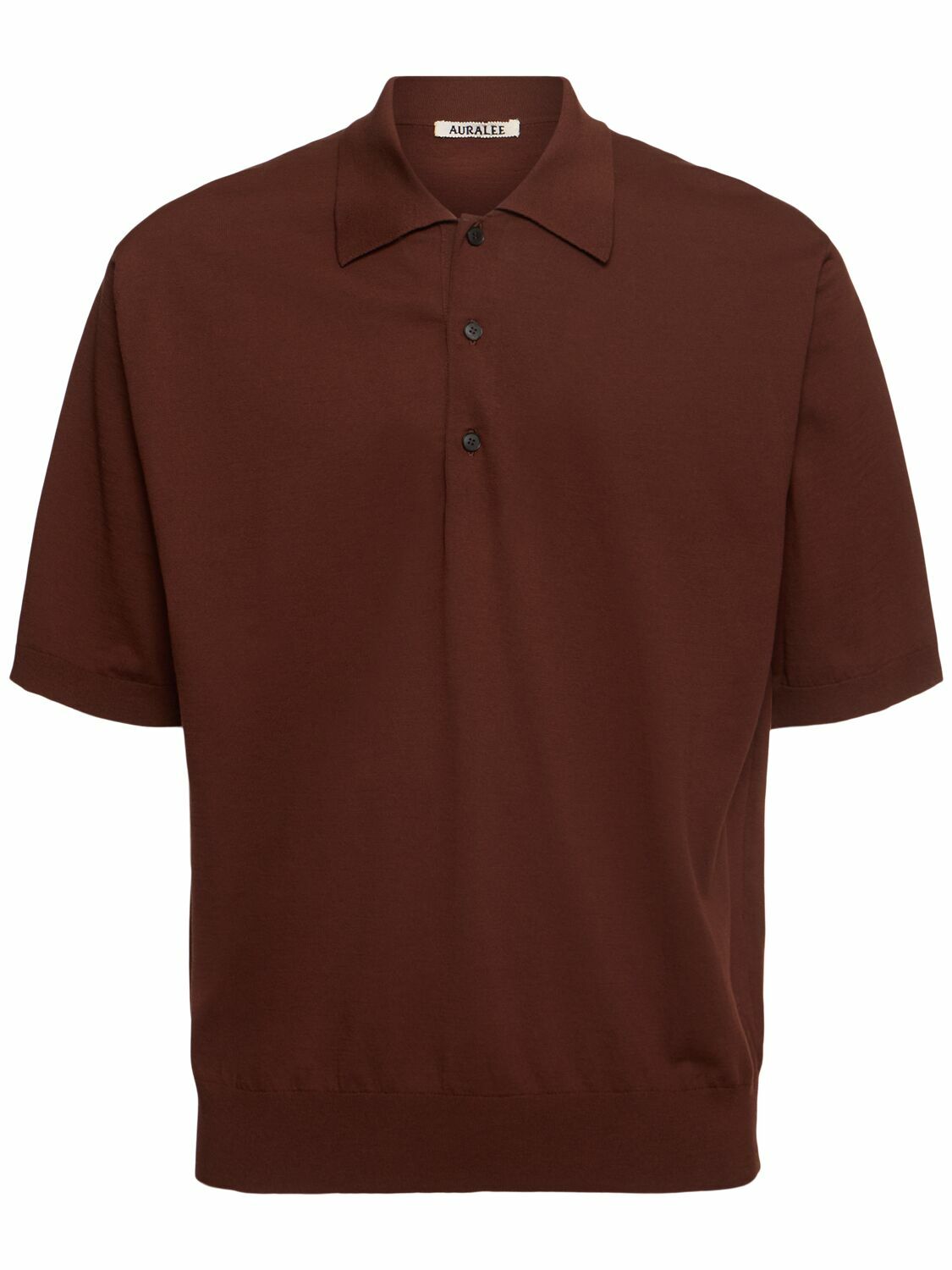 トップス AURALEE SUPERHIGH GAUGE COTTON KNIT POLO AURALEE Super High Gauge Cotton Knit Polo - DARK NAVY