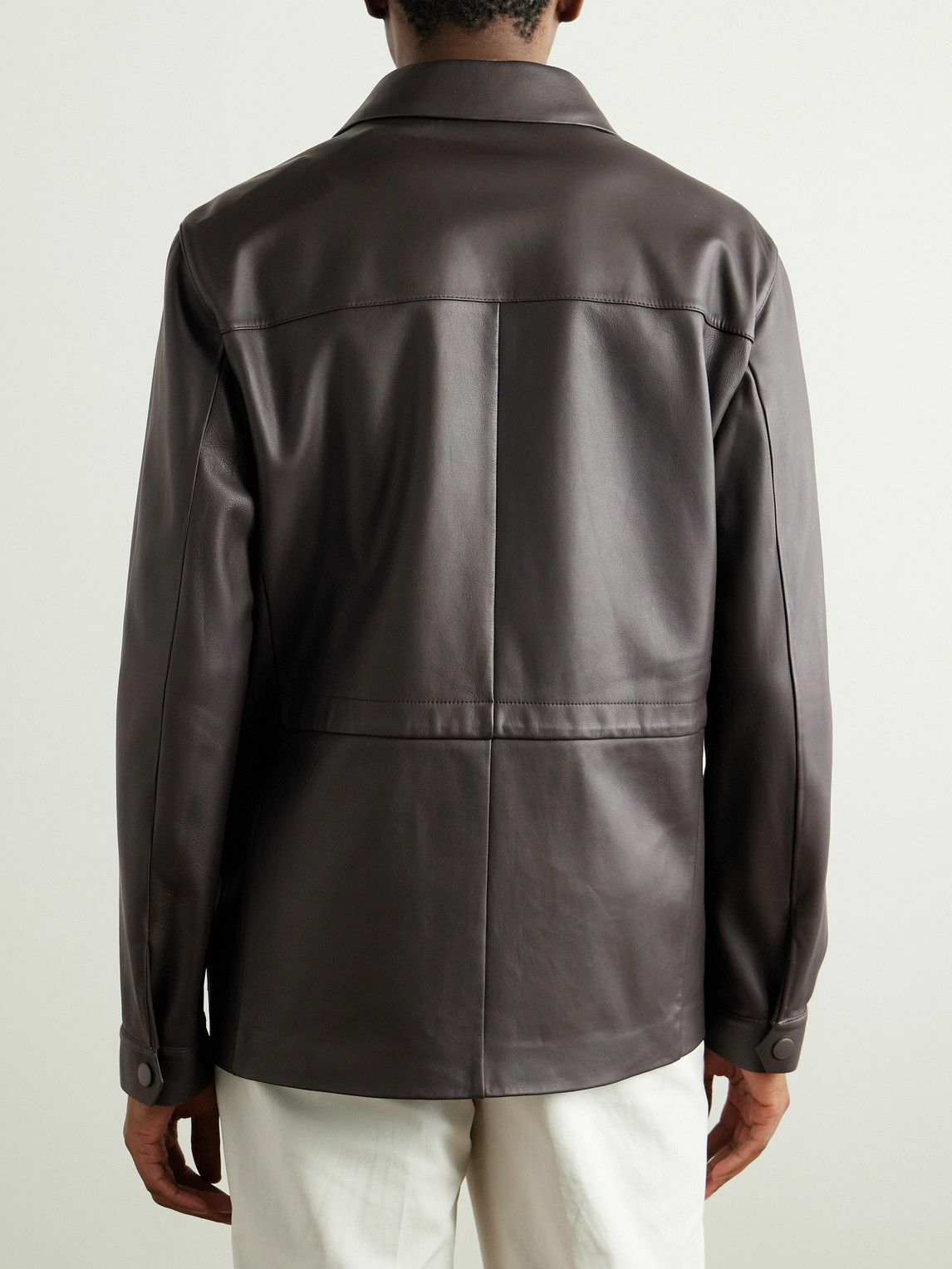 Canali - Leather Overshirt - Brown