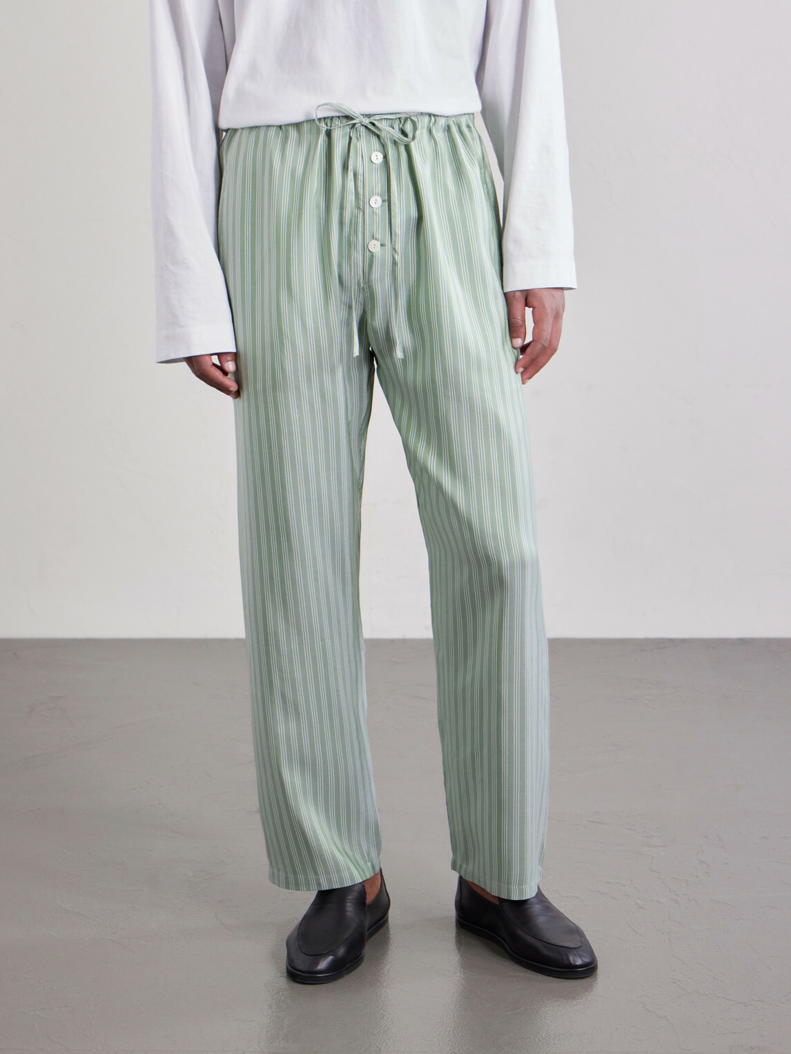 BODE - Sylvan Straight-Leg Striped Silk-Satin Trousers - Green