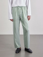 BODE - Sylvan Straight-Leg Striped Silk-Satin Trousers - Green