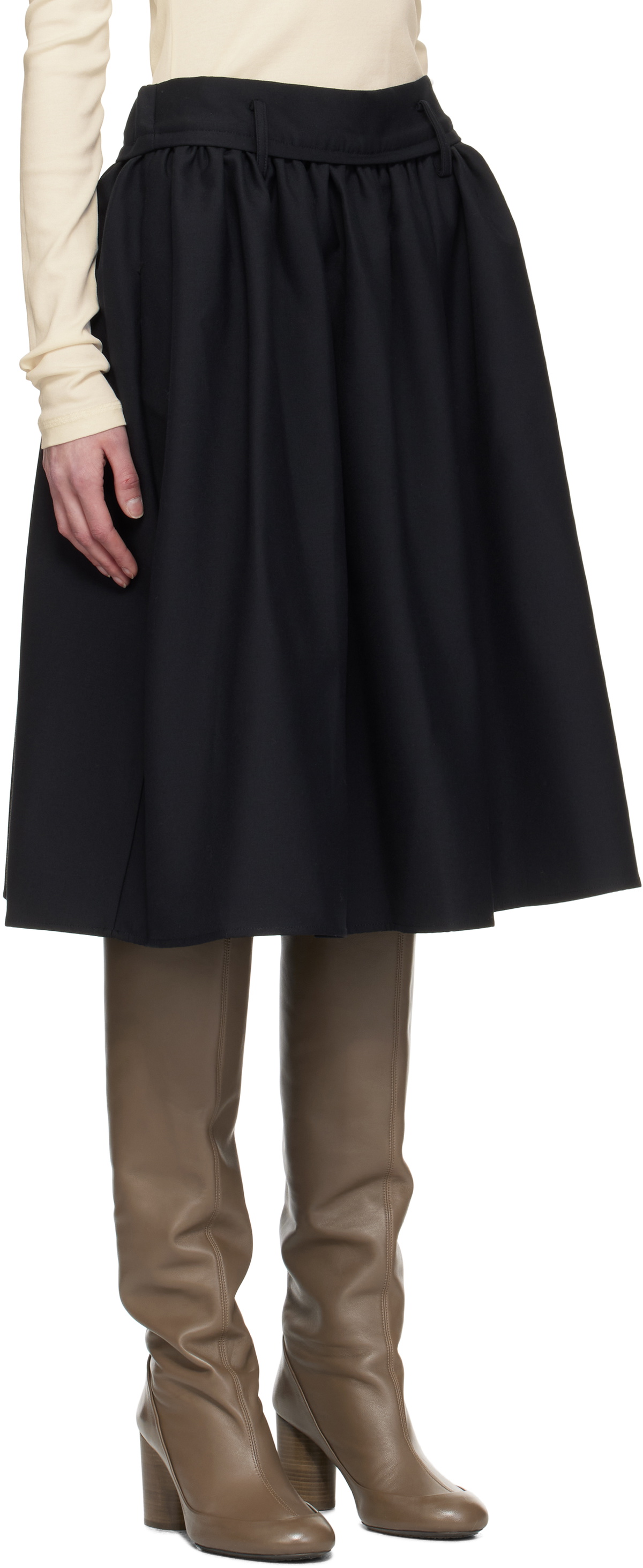 Fax Copy Express Black Puffy Midi Skirt