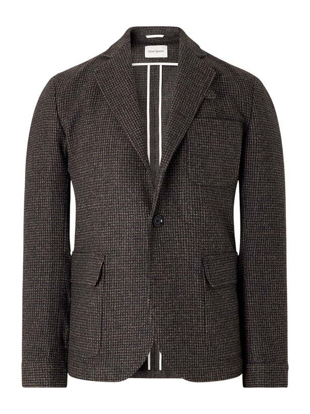Photo: Oliver Spencer - Solms Wool-Blend Houndstooth Blazer - Brown