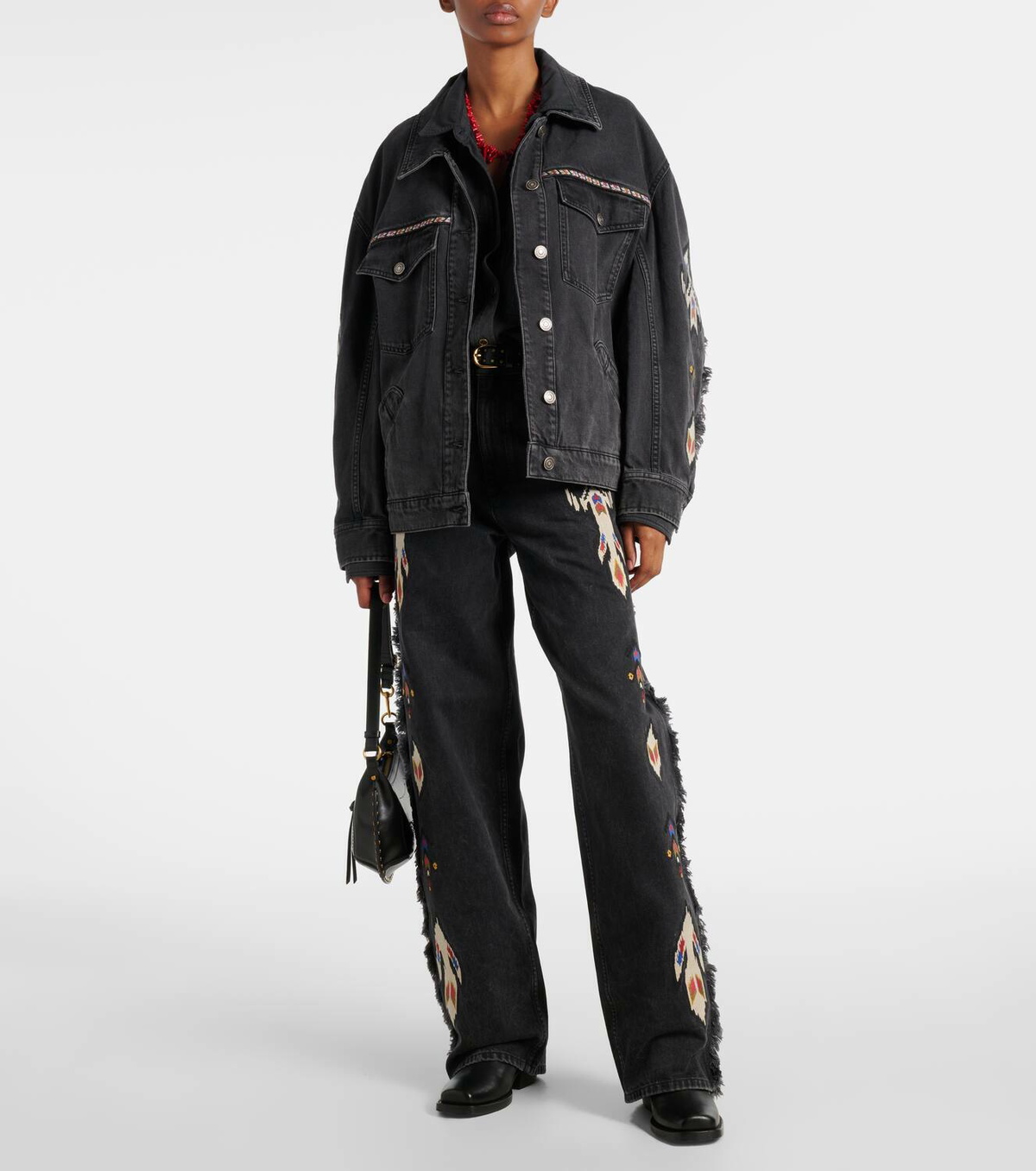Marant Etoile Manona embroidered denim jacket