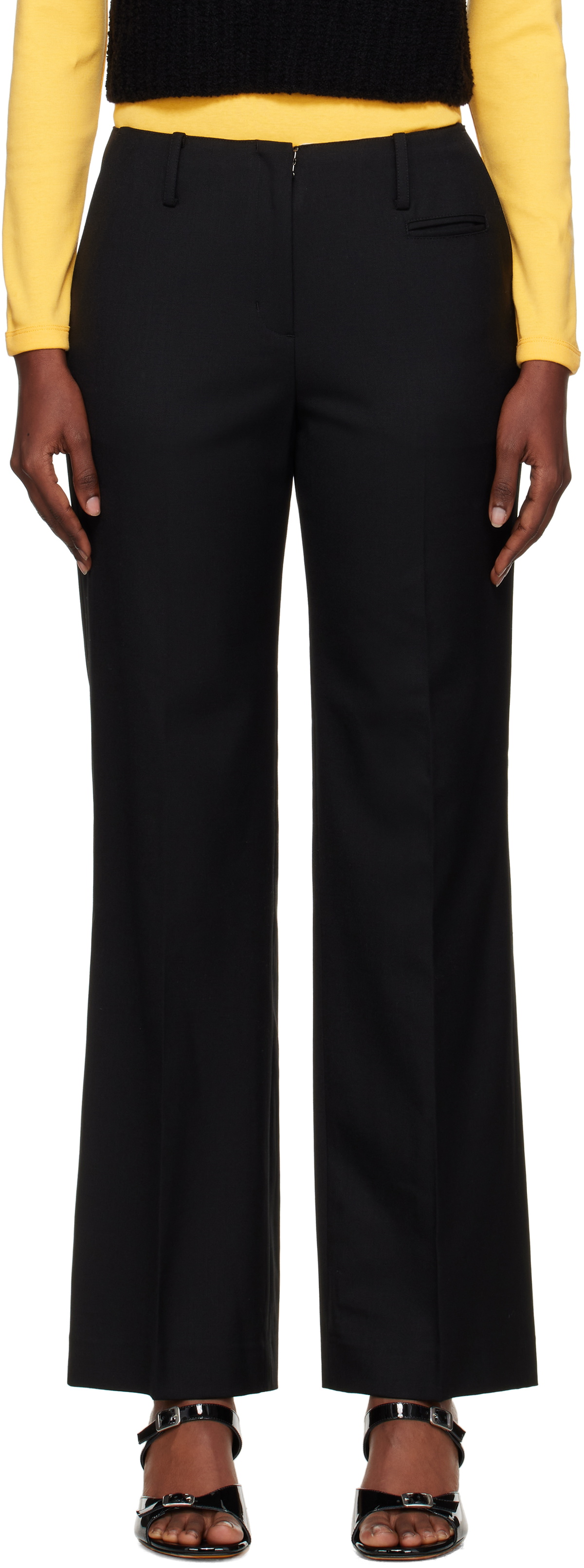 Nothing Written Black Low-Rise Tailored Wool Trousers