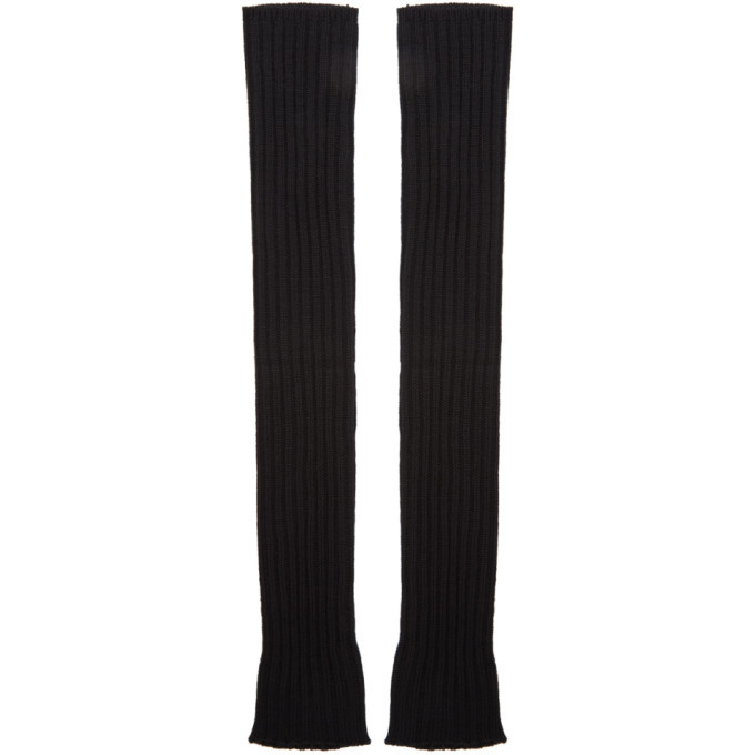 Rick Owens Black Ribbed Arm Warmers Rick Owens