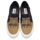 Kenzo Black and Brown New Tiger K-Skate Slip-On Sneakers