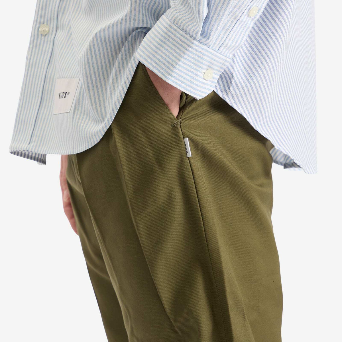 WTAPS Men's Two Tuck Wide Trousers in Olive Drab WTAPS WTAPS Men's Two Tuck Wide Trousers in Olive Drab WTAPS
