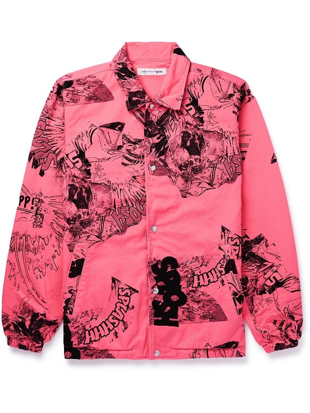 Photo: Comme des Garçons SHIRT - Christian Marclay Printed Cotton-Gabardine Overshirt - Pink