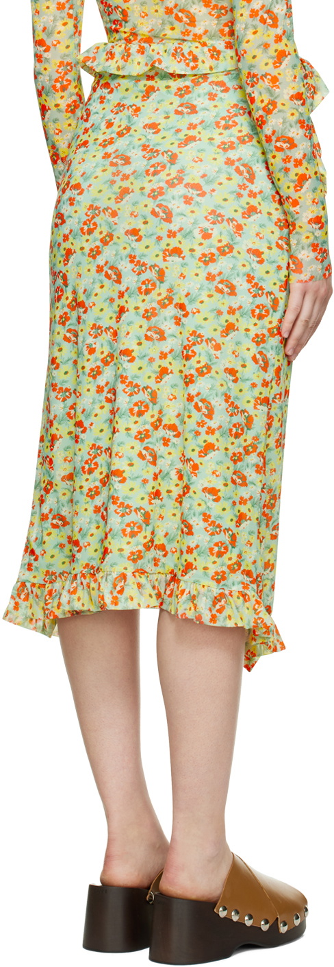 2912032 Green Floral Midi Skirt