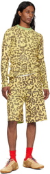 Stanley Raffington Yellow & Green Leopard Print Plated Knit Crewneck Sweater