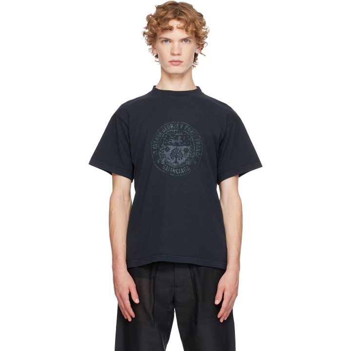 Photo: Balenciaga Black Standard Address Crest T-shirt