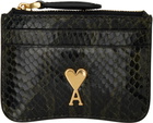 AMI Paris Black & Green Leather Zipped Card Holder