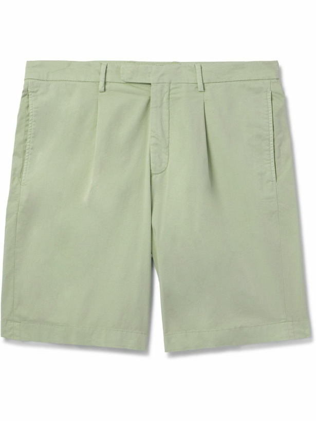 Photo: Boglioli - Straight-Leg Pleated Cotton-Blend Shorts - Green