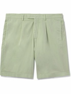 Boglioli - Straight-Leg Pleated Cotton-Blend Shorts - Green