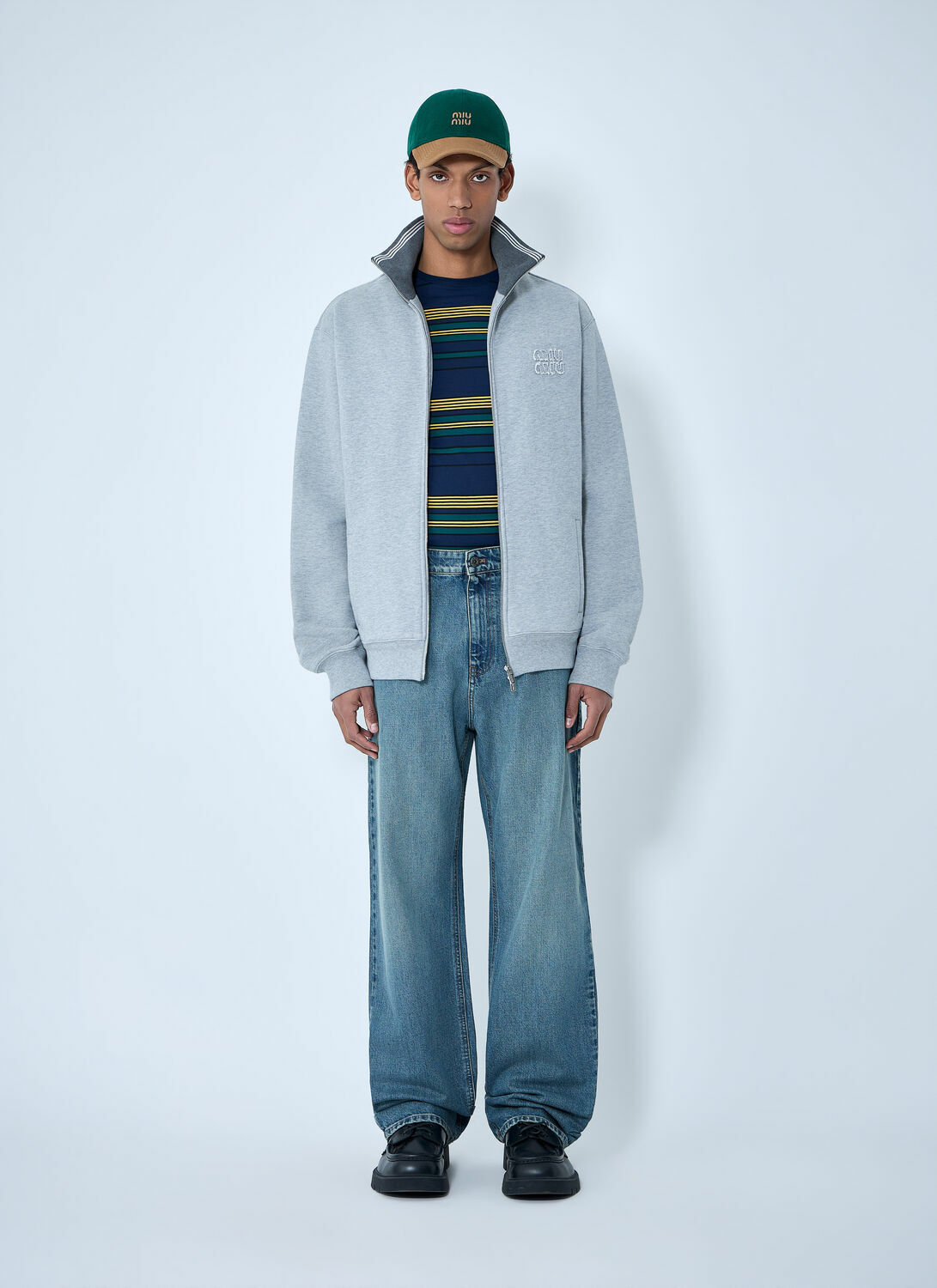 Miu Miu Logo Motif Zip-Up Sweatershirt