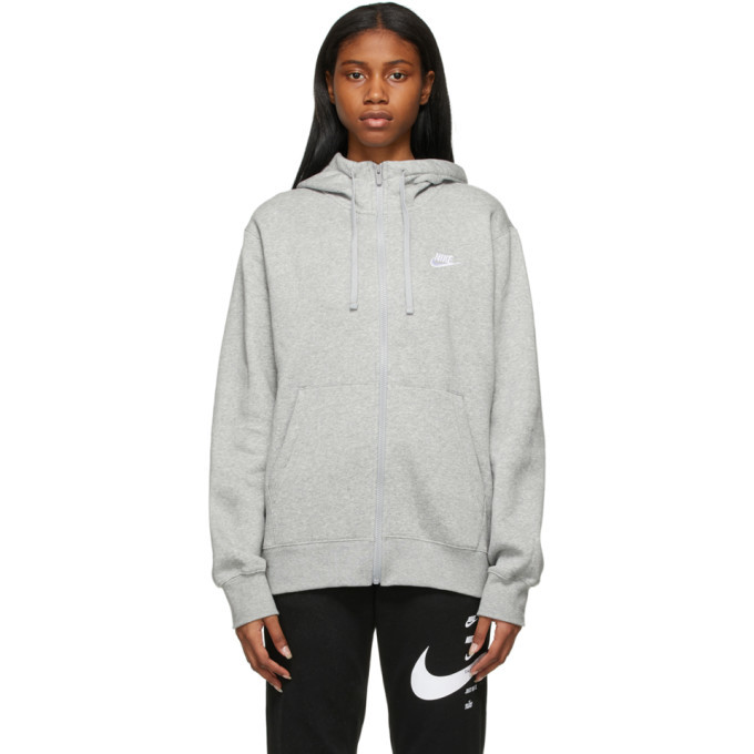 Photo: Nike Grey Sportswear Club Zip-Up Hoodie