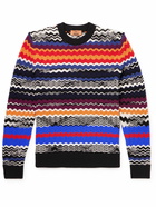 Missoni - Slim-Fit Striped Crochet-Knit Wool-Blend Sweater - Black