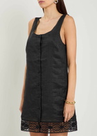 Frame The Heirloom Embroidered Ramie Mini Dress Black